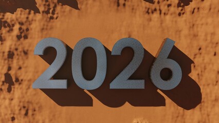 Bold 2026 Numbers with Shadows on Earthy Texture