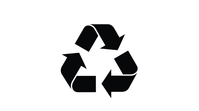 Simple black and white illustration of the universal recycling symbol