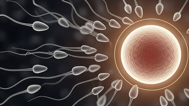 Male fertility and mens Infertility or reproduction concept as healthy microscopic sperm or spermato