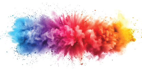 Colorful powder explosion in a vibrant gradient against a white background