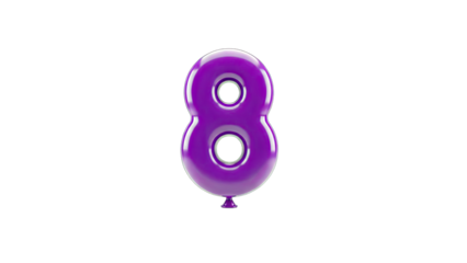 Purple Balloon Number 8 Isolated on White