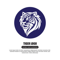 Bold and dynamic stylized tiger head logo, expertly crafted for modern brand identity, sports teams, or powerful corporate emblems