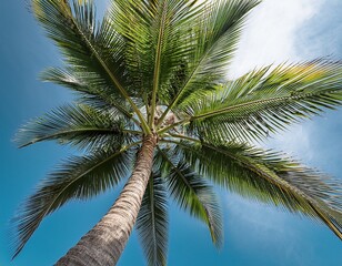 Fototapeta premium a tall and lush palm tree with vibrant green fronds perfect for tropical and nature themed designs