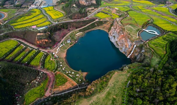 Lingshan Lake Aerial View - Jiangxia Ecological Cultural Zone, China