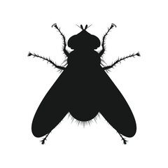 Fly silhouette logo. Black fly icon. Flat design illustration