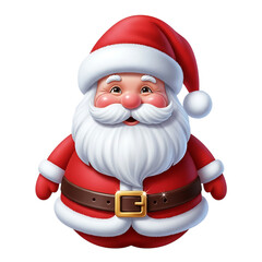 A plump and joyful Santa Claus with a bright smile, wearing his signature red suit and a sparkling gold belt, ready for Christmas.