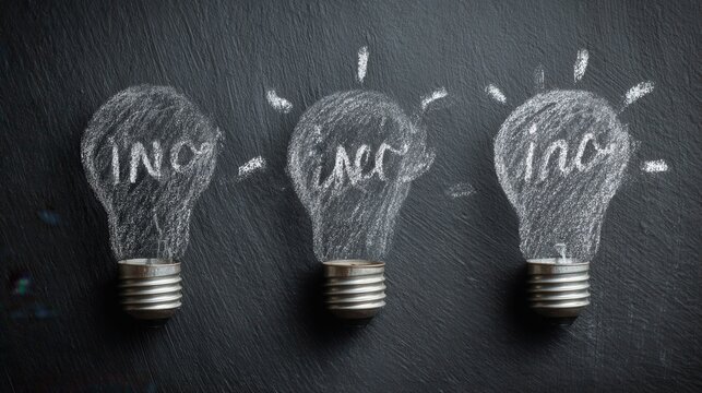 Chalk lightbulbs on dark background ideas