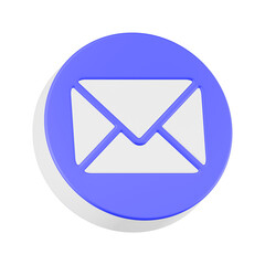 email 3d rendering icon blue button