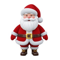 Full Body Illustration of Santa Claus in Traditional Red Suit with Gold Buckle Belt