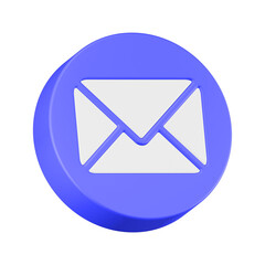 email 3d rendering icon blue button