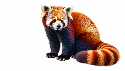 Adorable Red Panda Sitting Calmly Isolated on a Clean White Background.