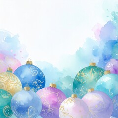beautiful border frame of beautiful colorful Christmas baubles 