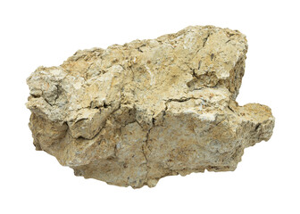 Natural dry clay lump with cracked texture isolated on transparent background