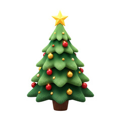 Stylized Christmas Tree with Red and Gold Ornaments and a Golden Star Topper