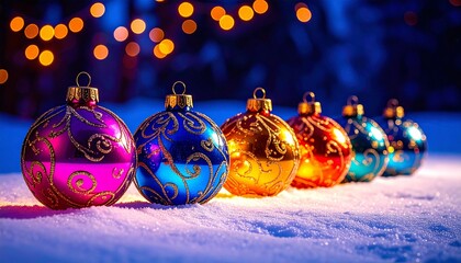 beautiful border frame of beautiful colorful Christmas baubles 