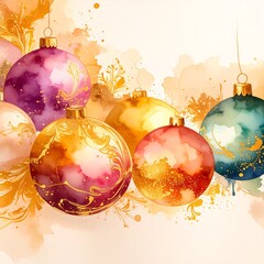 beautiful border frame of beautiful colorful Christmas baubles 