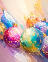 beautiful border frame of beautiful colorful Christmas baubles 