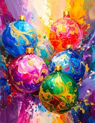 beautiful border frame of beautiful colorful Christmas baubles 