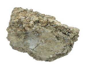 Natural dry clay lump with cracked texture isolated on transparent background