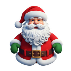 Chubby Santa Claus with Green Mittens and a Bright Gold Buckle Belt, Cheerful Holiday Character
