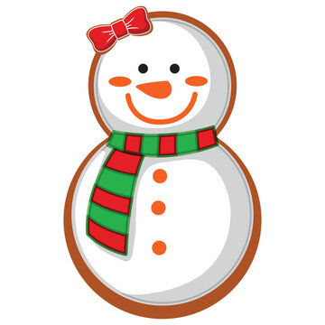 Pookie snowman with red scarf vector illustration