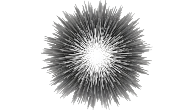 White spiky spherical shape with gray spikes on black isolated on a transparent background sphere - Powered by Adobe