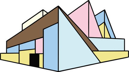 Hard edge geometry reflecting brutalist order