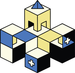 Modular swiss structure using pure simple shapes