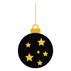 Stylish black Christmas ornament with golden stars, ideal for elegant holiday invitations, greeting cards, and festive decorations.