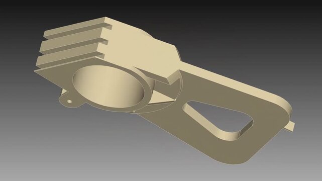 3D render engineering technical drawing of a mechanical mounting bracket , Finite Element Analysis ,thickness or stress points, computer-aided design software, engineering and manufacturing
