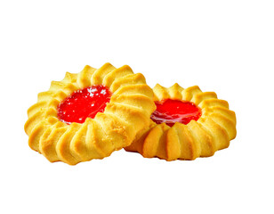 Two Semperit cookies with red jam filling on transparent background