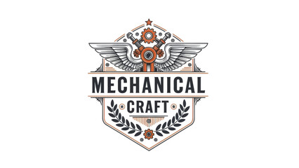 Innovative emblem showcasing industrial mechanical craftsmanship and