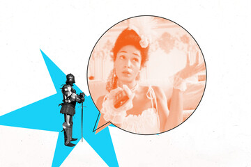 Collage trend poster of tag balloon bubble comic message aristocracy vintage historical opulence...