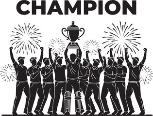 cricket player silhouette on white background