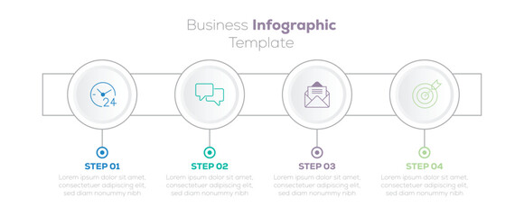 Infographic template for business. 4 Steps business data visualization timeline process infographic template design with icons for concept modern design.