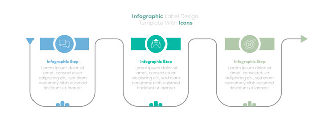  Infographic design illustration business template with icons and 3 options or steps. Can be used for process diagram. Modern presentation template with 3 Step for business process. 