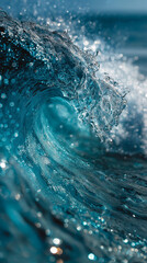  AI generator image of waves in the ocean high-resolution image of crashing ocean waves emphasizes the power and beauty of the turquoise water and the breaking white foam.