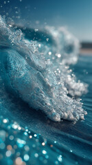  AI generator image of waves in the ocean high-resolution image of crashing ocean waves emphasizes the power and beauty of the turquoise water and the breaking white foam.