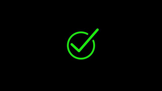 Simple green check mark icon within a circle representing approval validation or confirmation on a clean white background suitable and Motion graphics of check mark concept.