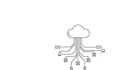 Cloud Computing Network Connection Diagram, Digital Technology and Data Transfer Concept