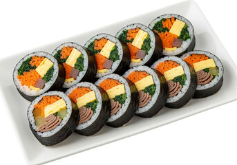 Korean Gimbap Rolls Delicious Seaweed Rice Rolls on Plate