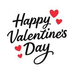 Happy Valentines Day Modern Handwritten Script Lettering with Love Hearts Illustration