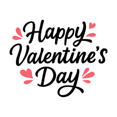 Romantic Valentine’s Day handwritten lettering with cute heart decorations