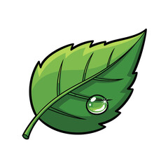 Vibrant green leaf with refreshing water droplet, symbolizing nature's beauty