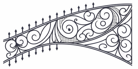 Elegant floral vine with stylized leaves and bellflowers, vector