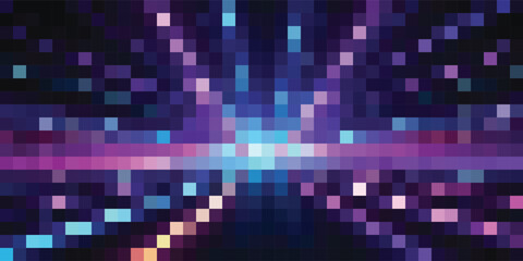 Abstract digital background with glowing pixelated light effect.