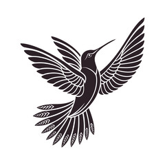 Obraz premium Flying Hummingbird Silhouette Vector Illustration