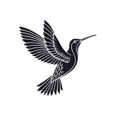 Obraz premium Hummingbird Silhouette in Flight Vector Illustration