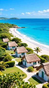 TropicalBeachResortwithThatchedCottages