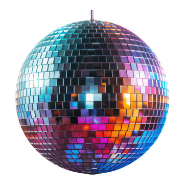 Colorful Disco Ball With Mirrored Tiles mirror ball shiny isolated on a transparent background